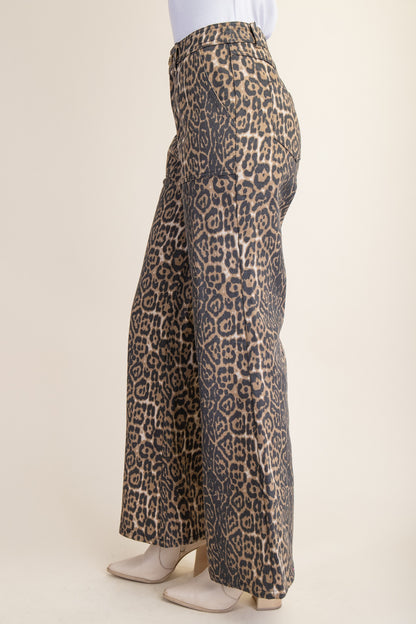 Leopard Print Flare Jeans TG1270