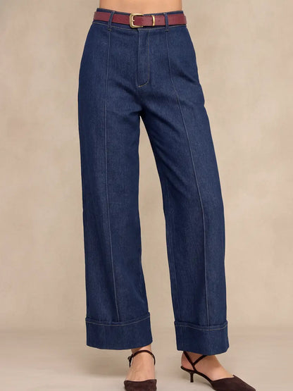 Seamed Wide-Leg Denim Trousers P147