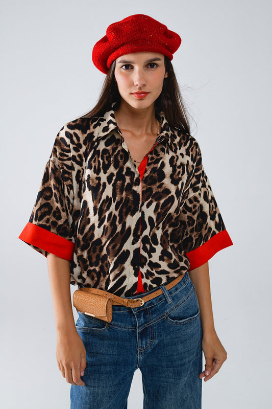Leopard 3/4 Sleeves Shirt 4578623