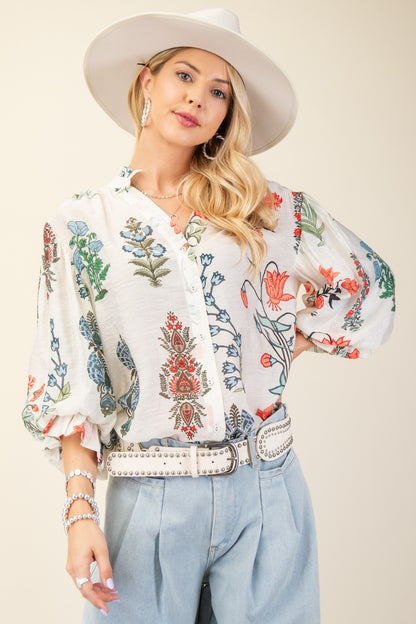 Printed Button Down Top TG2013