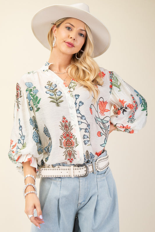 Printed Button Down Top TG2013