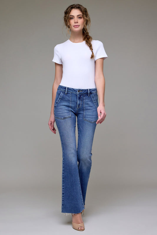 Medium Dark Mid Rise Utility Pocket Flare HD3264-MD