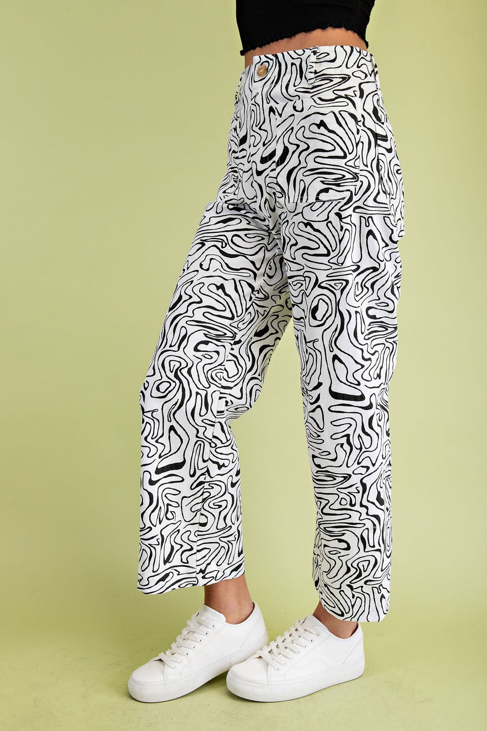 Retro Print Wide Leg Cropped Pants TG2140