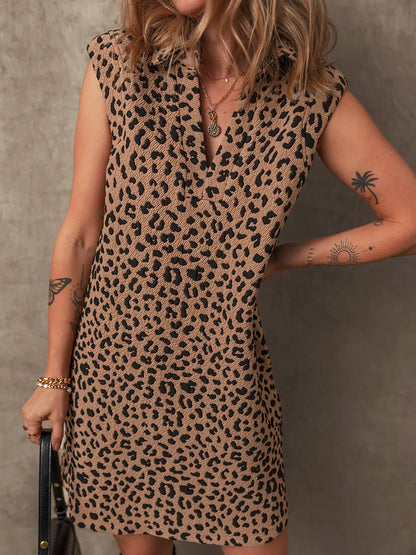 Khaki Leopard Print Mini Dress LC6122707-P1620