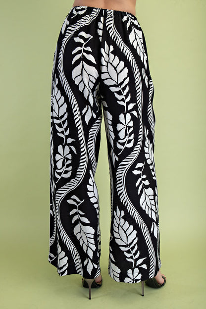 Elastic Waist And Drawstring Wide Leg Pants TG2162