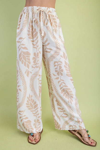 Elastic Waist And Drawstring Wide Leg Pants TG2162