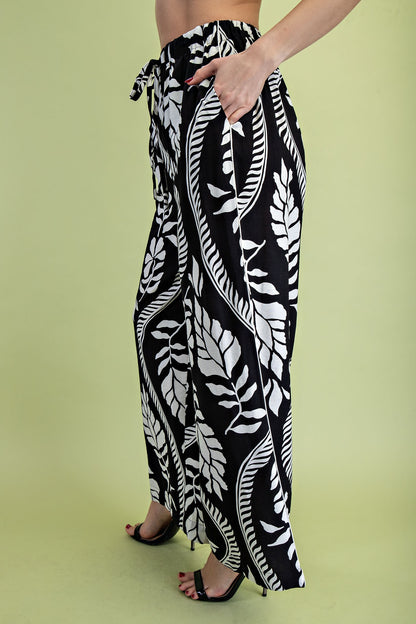 Elastic Waist And Drawstring Wide Leg Pants TG2162