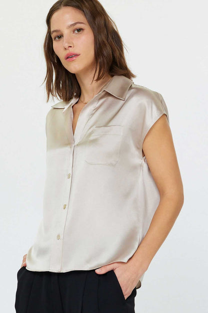 Silk Cap Sleeve Blouse  2530220-2