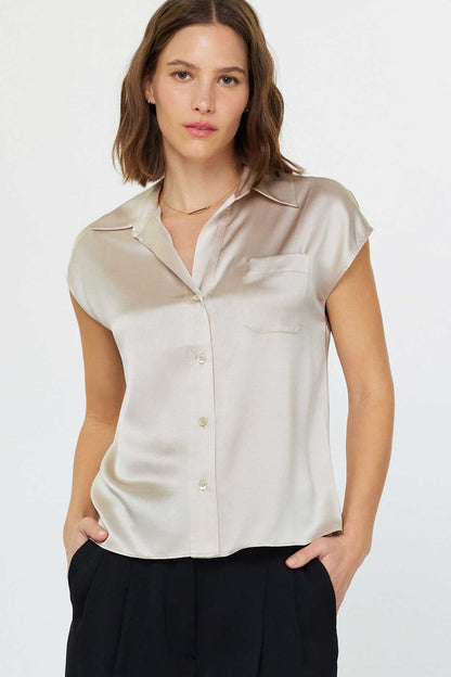 Silk Cap Sleeve Blouse  2530220-2