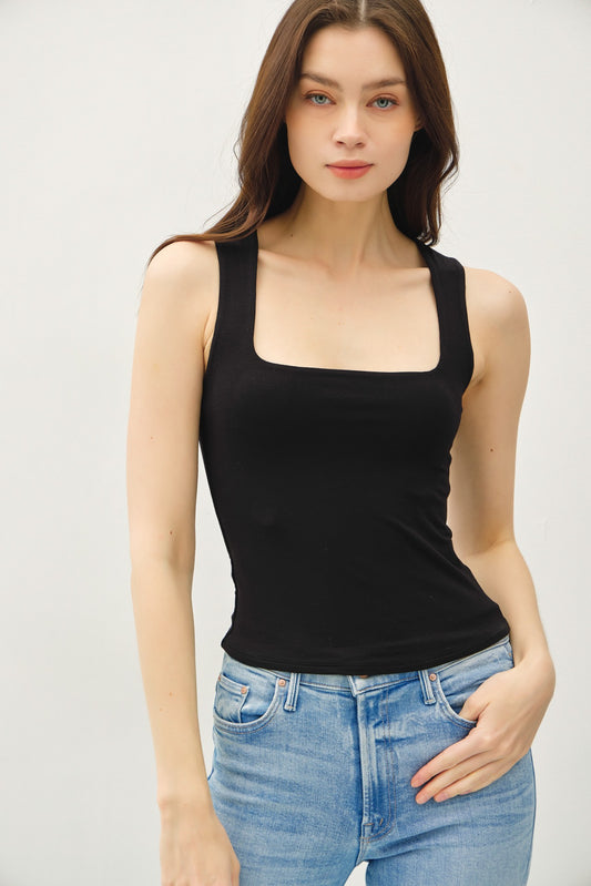 Soft Core Double Lined Square Neck Tank 19617