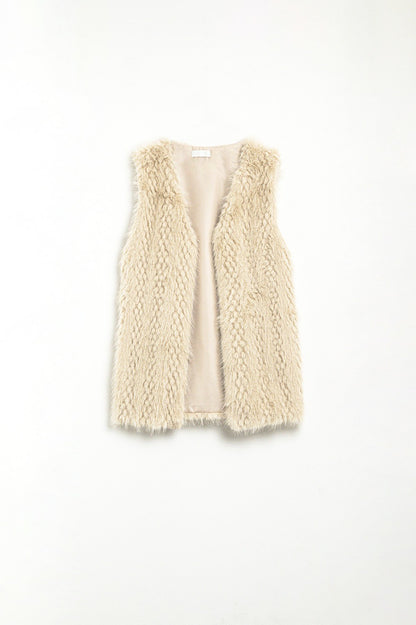 Vest In Beige In Fine Fur 1632902