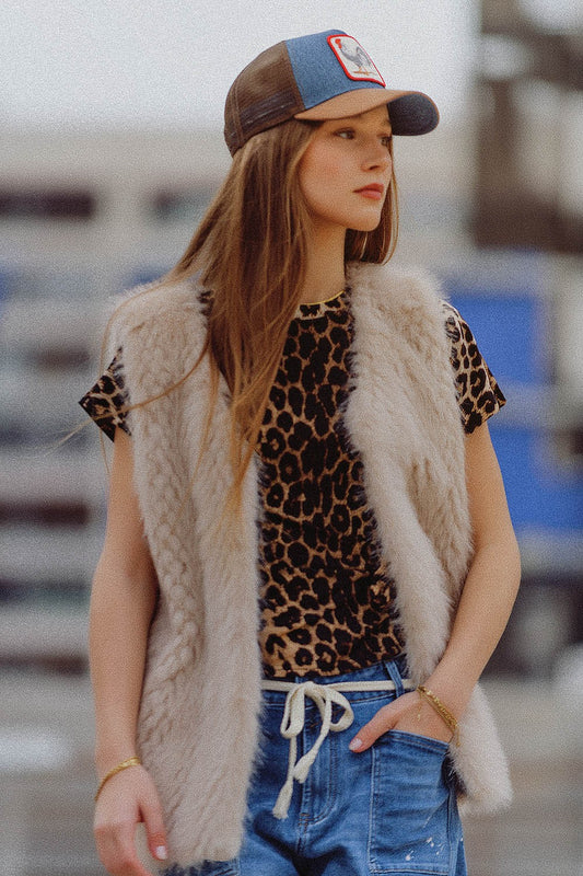 Vest In Beige In Fine Fur 1632902