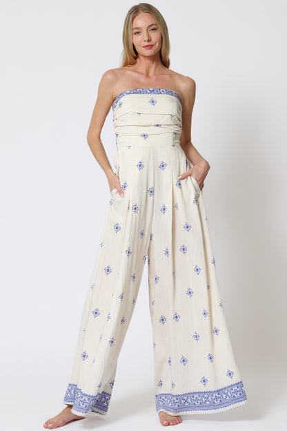 Tube Tie Back Chest Elastic Back Waisted Jumpsuit RA93358H