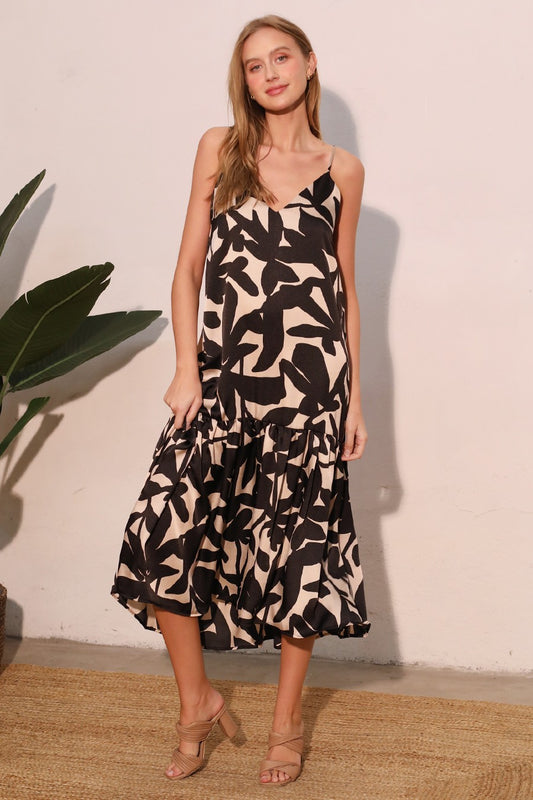 Paloma Satin Ruffle Cami Ankle Maxi D-8959