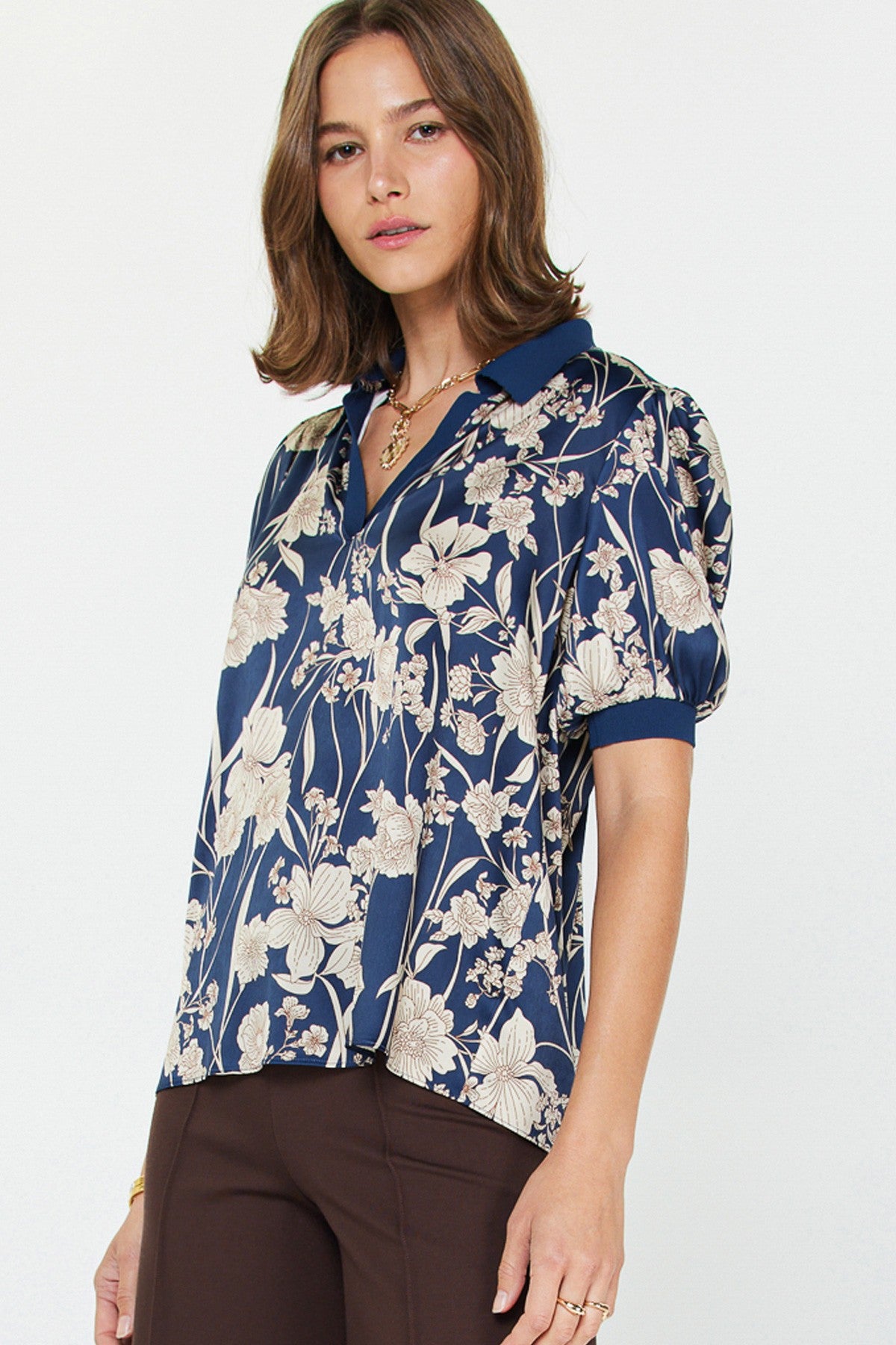 Floral Printed Short Sleeve Blouse 2530289-1