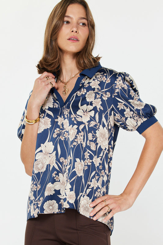 Floral Printed Short Sleeve Blouse 2530289-1