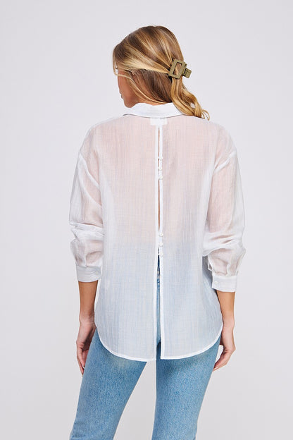 Textured Shimmer Button Up Shirt  AT9413