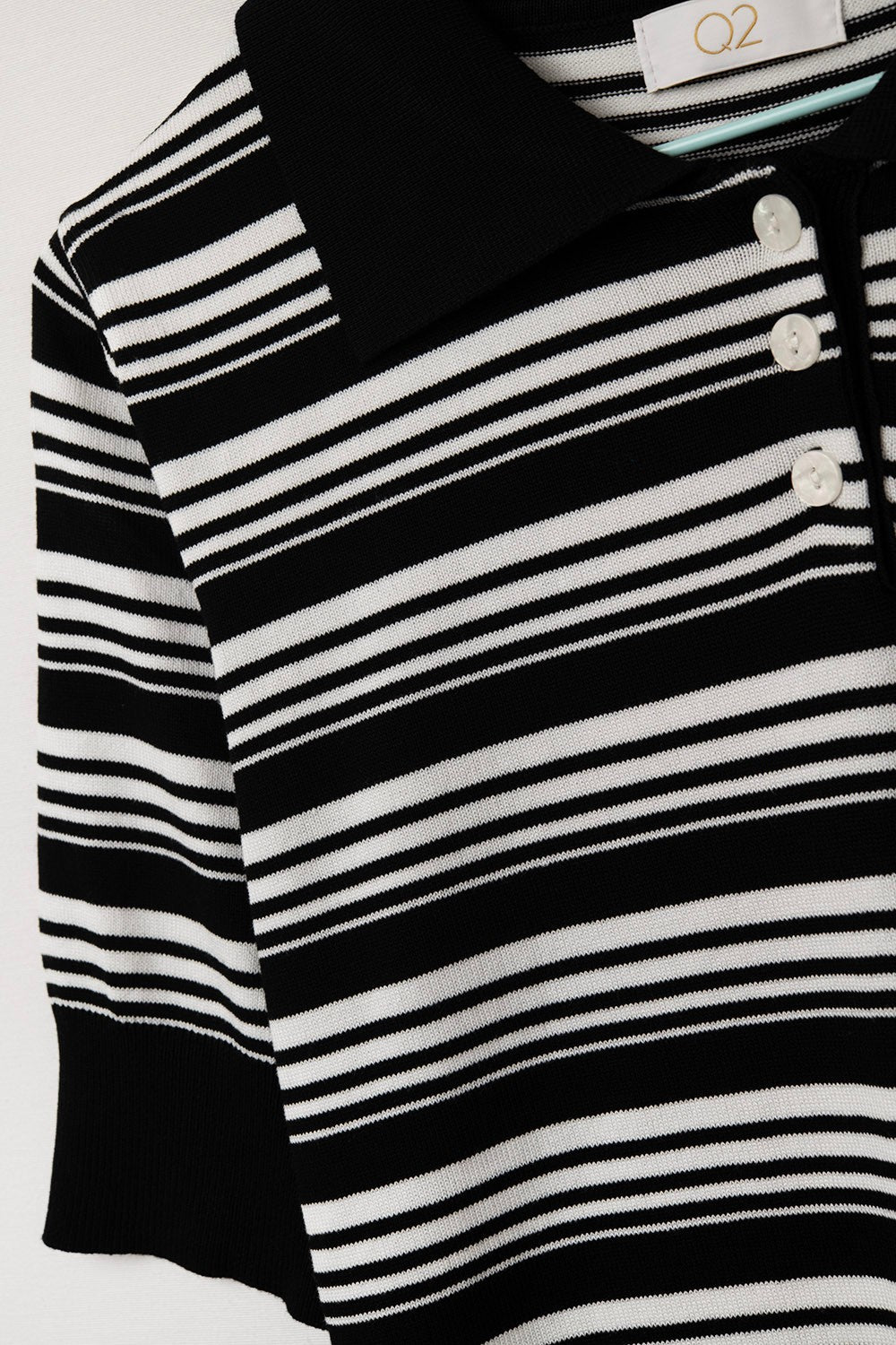 Black And White Striped Sweater With Polo Neck 5687801
