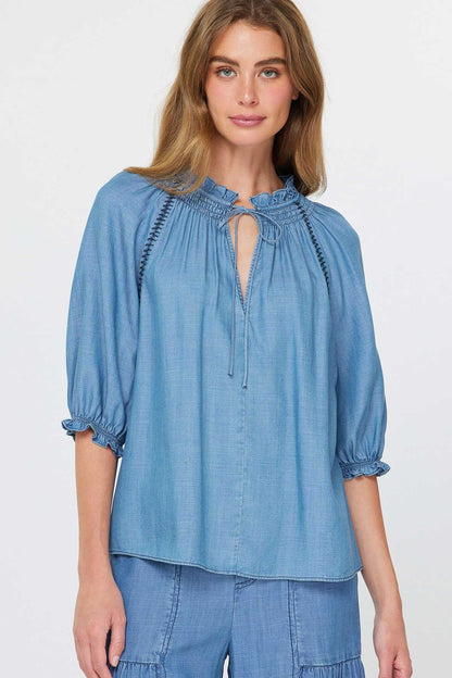 Chambray Top W/embroidery Stitch Detail 2530263-1