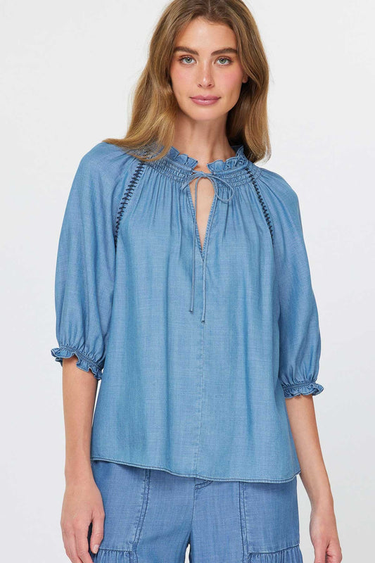 Chambray Top W/embroidery Stitch Detail 2530263-1