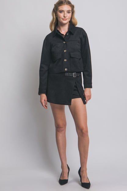 Suede Mini Skirt With Buckle 60077KN