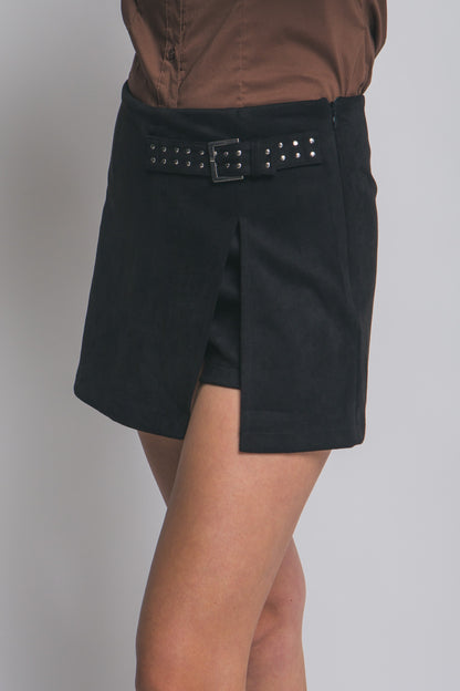 Suede Mini Skirt With Buckle 60077KN