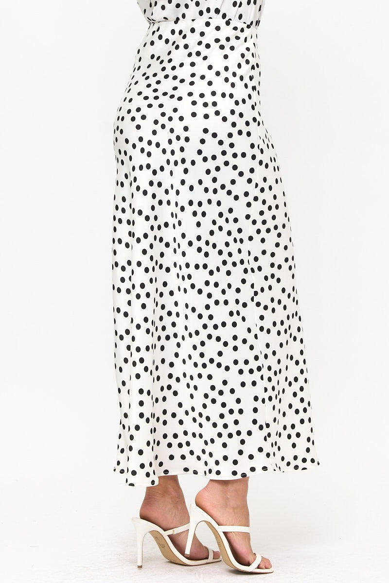 Polka Dot Satin Maxi Skirt L3863SKZ