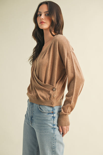 V-neck Wrap Sweater Top S25074