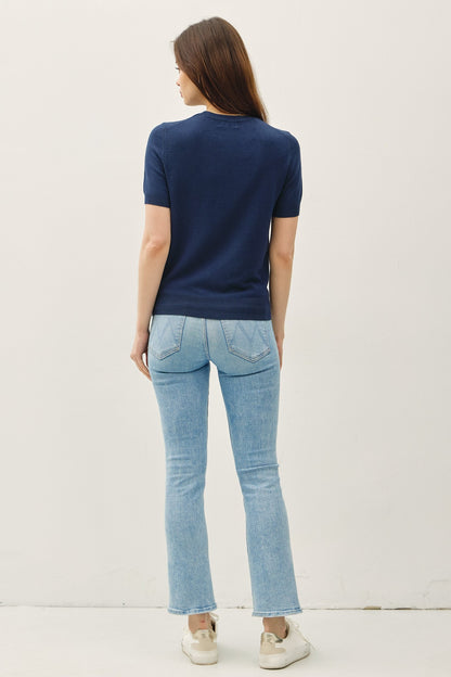 Ultra Soft Basic Short Sleeve Sweater Tee 64289