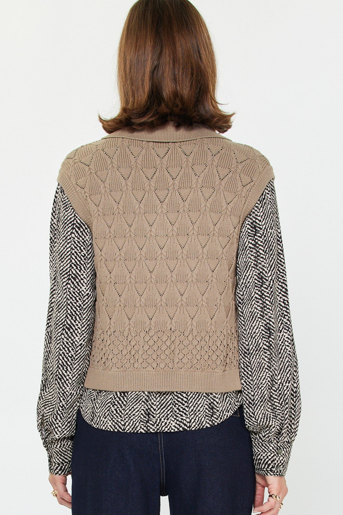 Zebra Printed Woven Combo Sweater 2530258-4