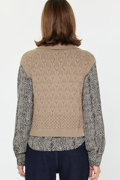 Zebra Printed Woven Combo Sweater 2530258-4
