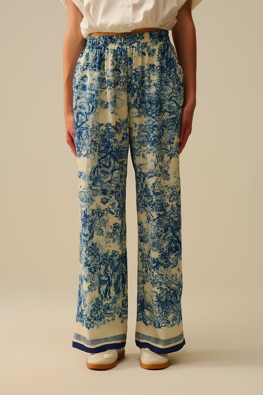 Flowy Toile De Jouy Print Trousers 3717208