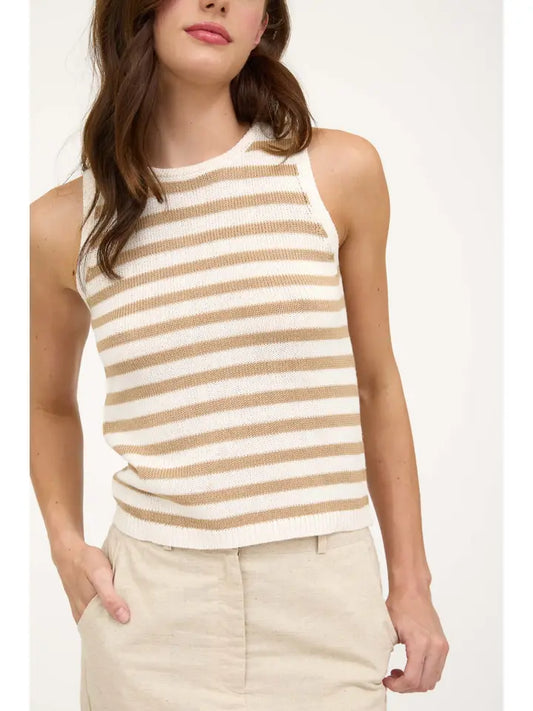 Stripe Sweater Cropped Tank Top TW1656