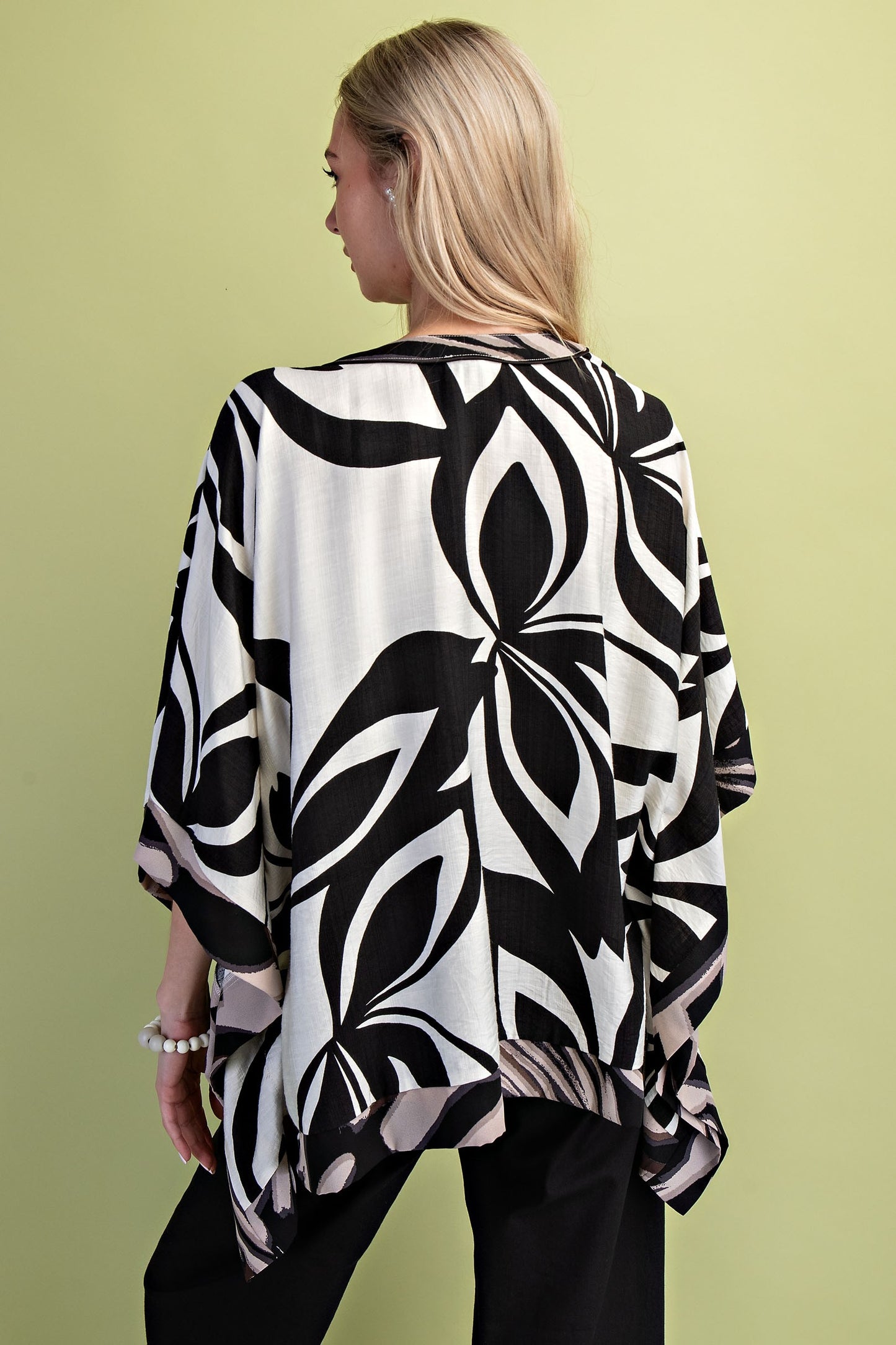 Leaf Print Draped Dolman Sleeve Top TE1477