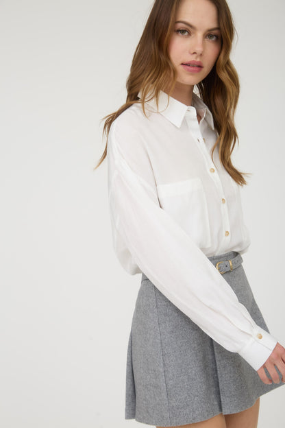 Oversized Button Down Long Sleeve Shirt TW1413