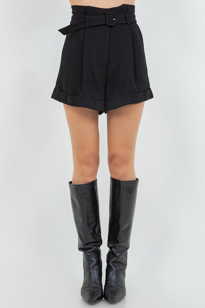 Soft Woven Shorts With Self Adjustable Belt P32007-WC
