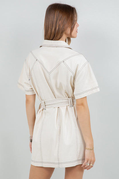 Cotton Washed Dress With Belt D52626-WC