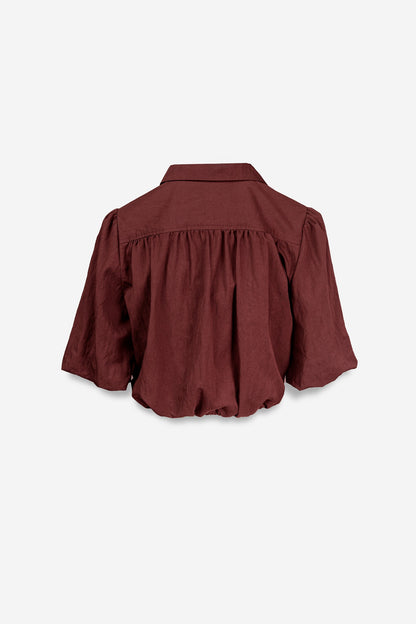 Short Sleeve Cropped Button Up Blouse VB9003