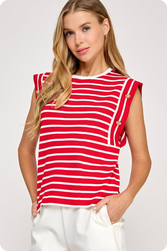 Striped Sleeveless Knit Top K-4520-H-7