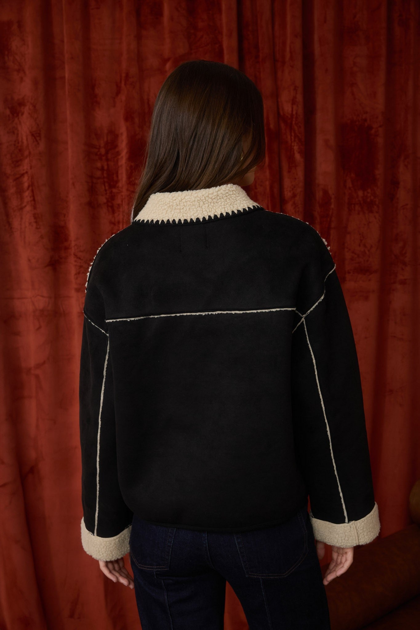 Faux Shearing Suede Toggle Button Jacket TWS1136