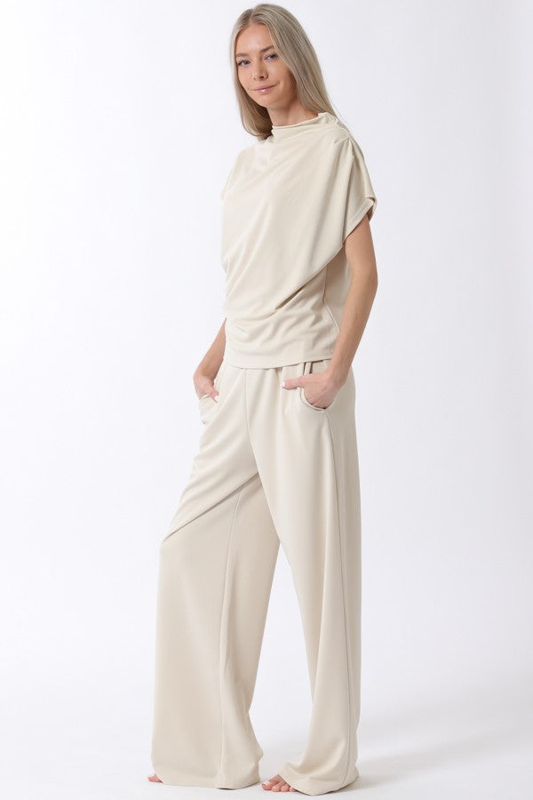 Mock Neck Sleeveless Top & Long Pants Set EPA61938X