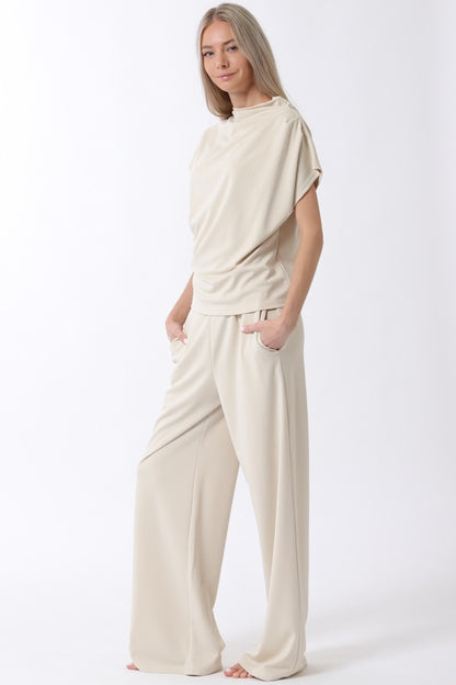 Mock Neck Sleeveless Top & Long Pants Set EPA61938X