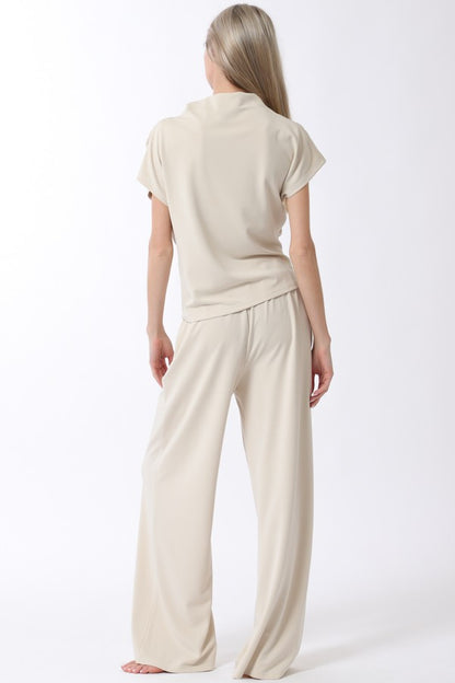 Mock Neck Sleeveless Top & Long Pants Set EPA61938X