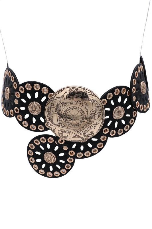 Floral Mandala Cut-out Disc Hip Belt 47187-BT
