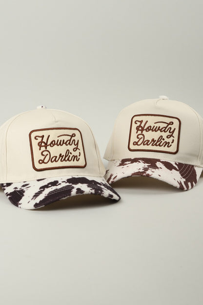 Howdy Darlin Embroidered Animal Print Trucker Hat 2-LCAP6037