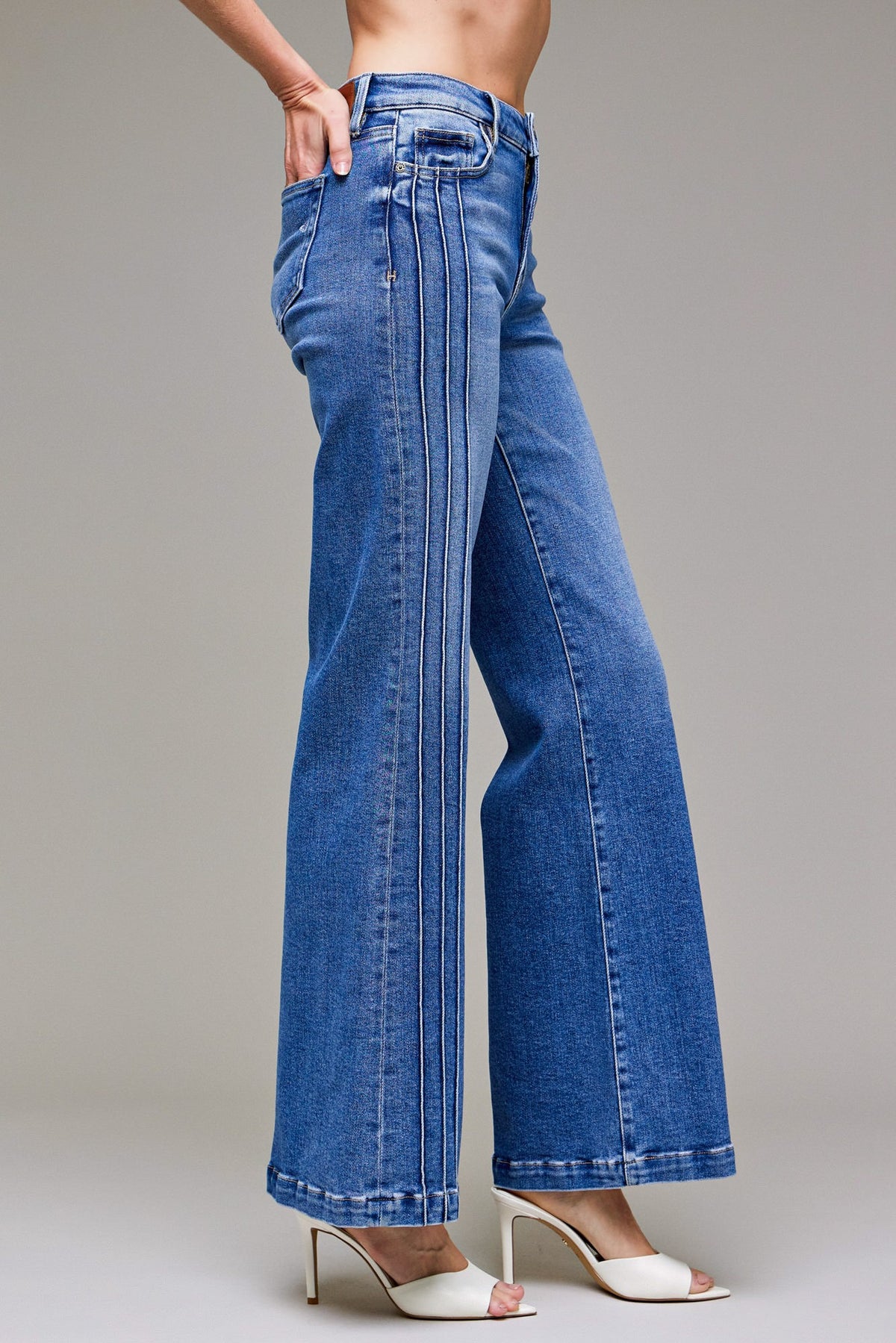 Dark Wash Pintuck Mid Rise HD3303CF-DK