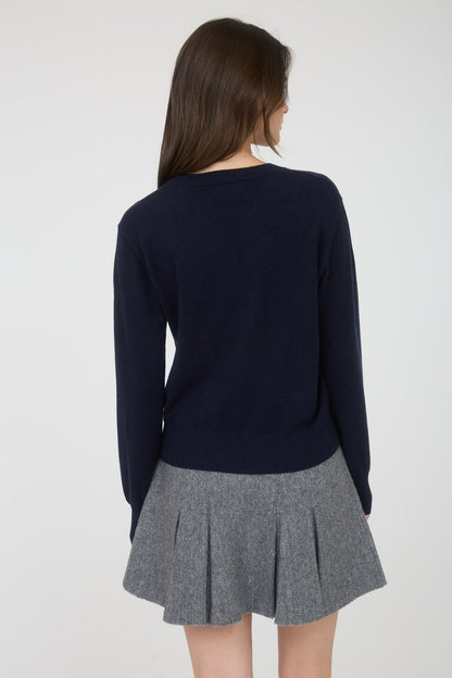 V Neck Long Sleeve Solid Knit Pullover Sweater TW2015