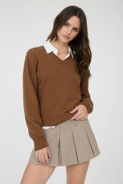 V Neck Long Sleeve Solid Knit Pullover Sweater TW2015