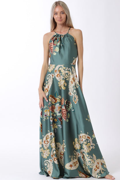 Halter Thin Adjustable Strap Maxi Dress DA32841H