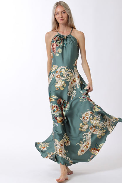 Halter Thin Adjustable Strap Maxi Dress DA32841H